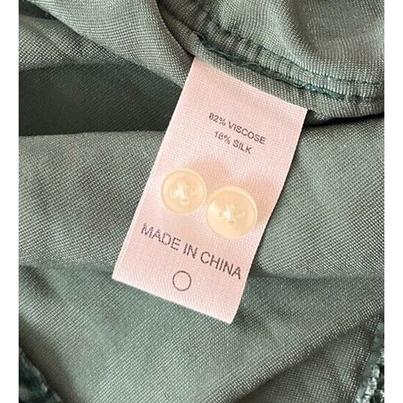 Birds Of Paradis By Trovata Velvet Shirt Women S Green Silk Blend Whimsigoth - Picture 8 of 9